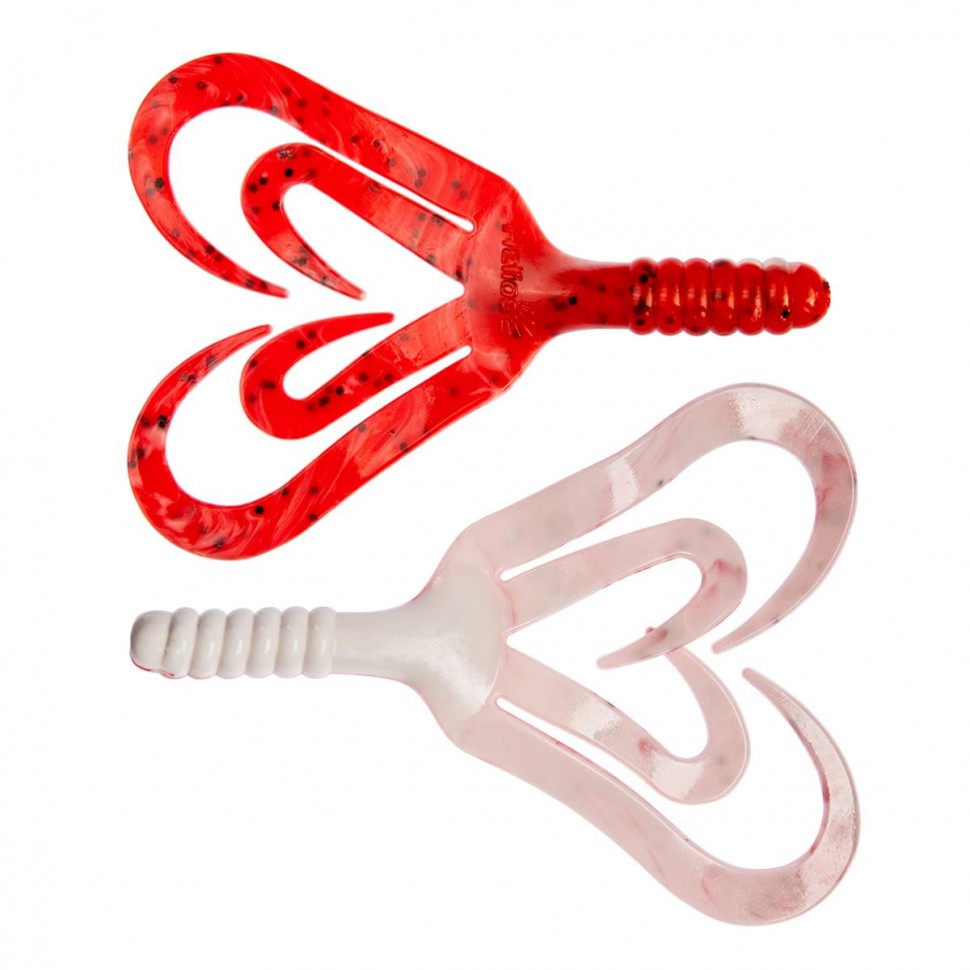 Твистер Helios Credo Four Tail 2,35"/6,0 см, цвет Red & White 10 шт HS-20-003 , 